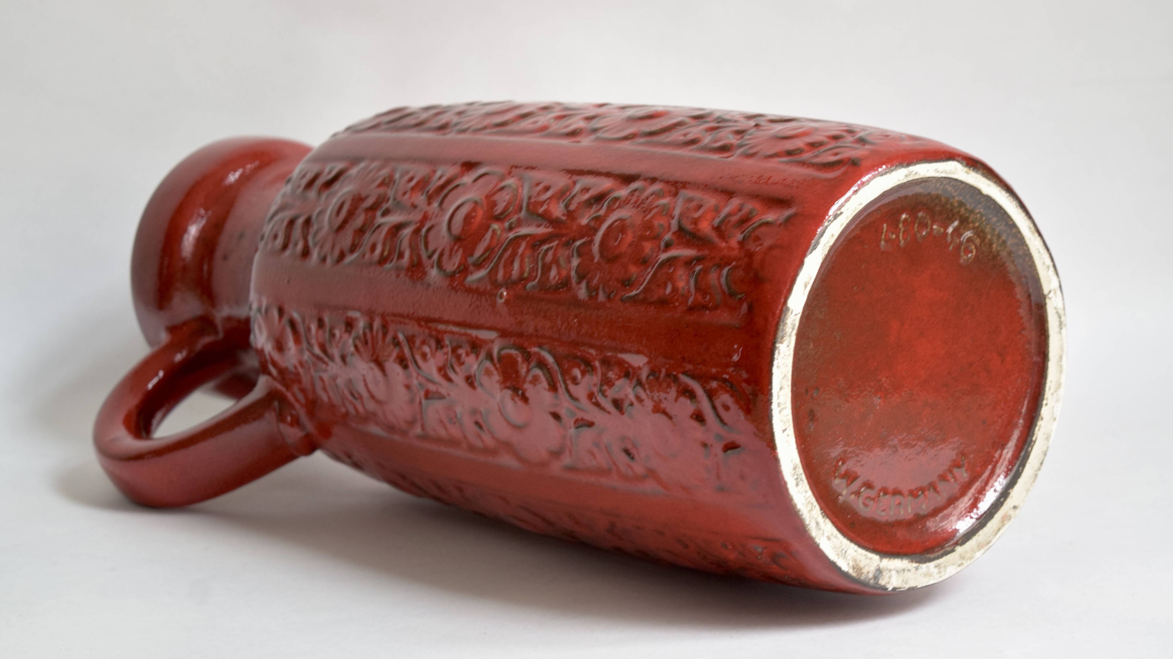 Red vase Scheurich Keramik - West Germany 480 46 - Nizza decor.