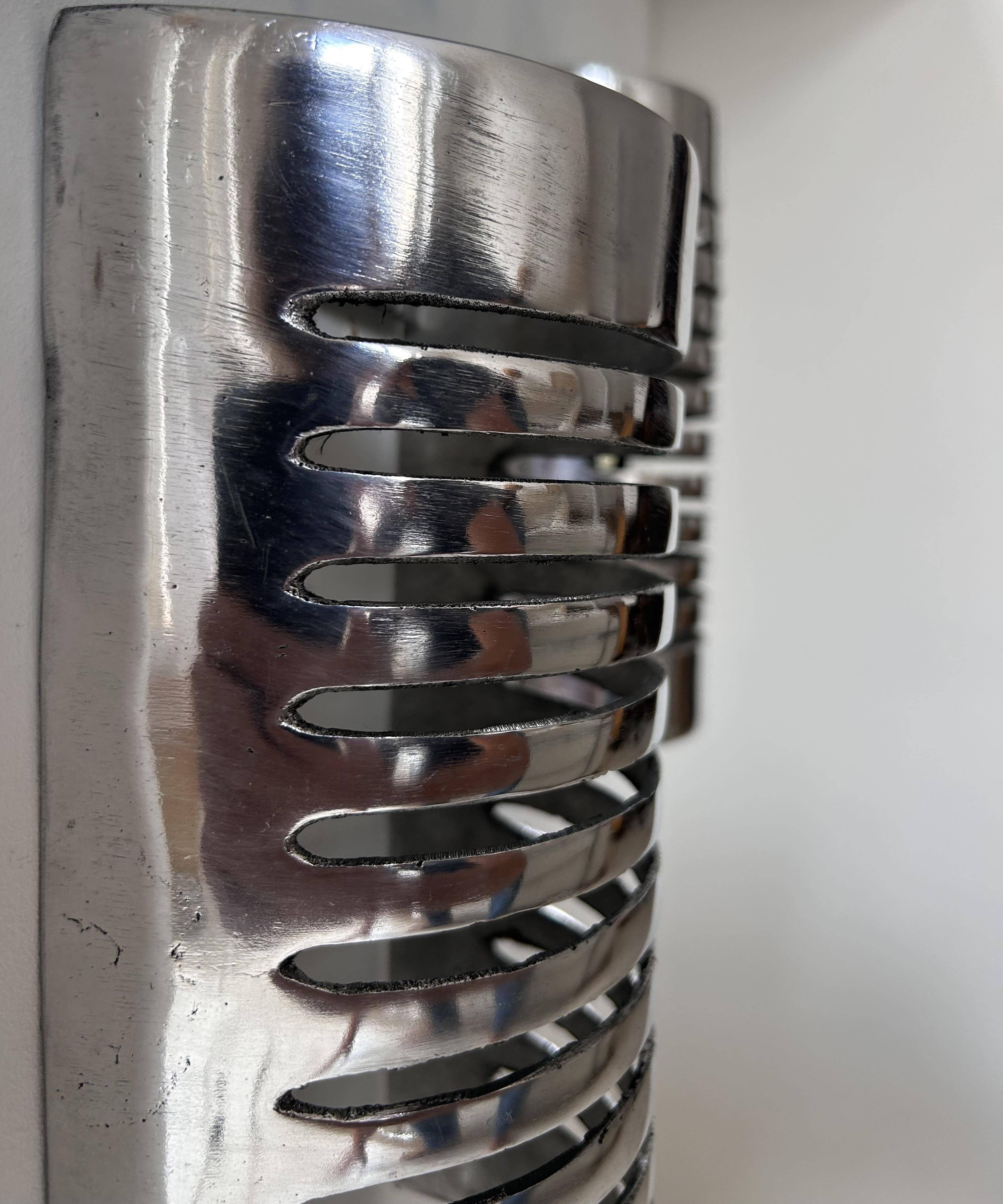 Pair of vintage wall lights, chrome metal, France 1970