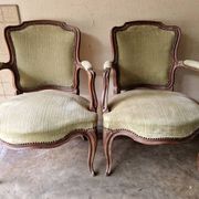 Pair of Louis XV style cabriolet armchairs in molded wood - 19th century