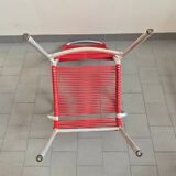 Set of 5 vintage scoubidou armchairs 1950 in aluminium & plastic wire 50