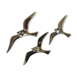 Trio birds brass silver