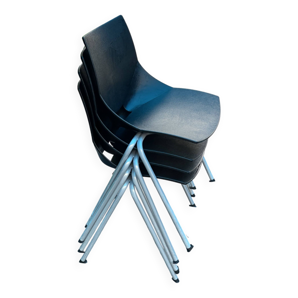4 Chaises empilables design Angelo Pinaffo Model shell — Beyit