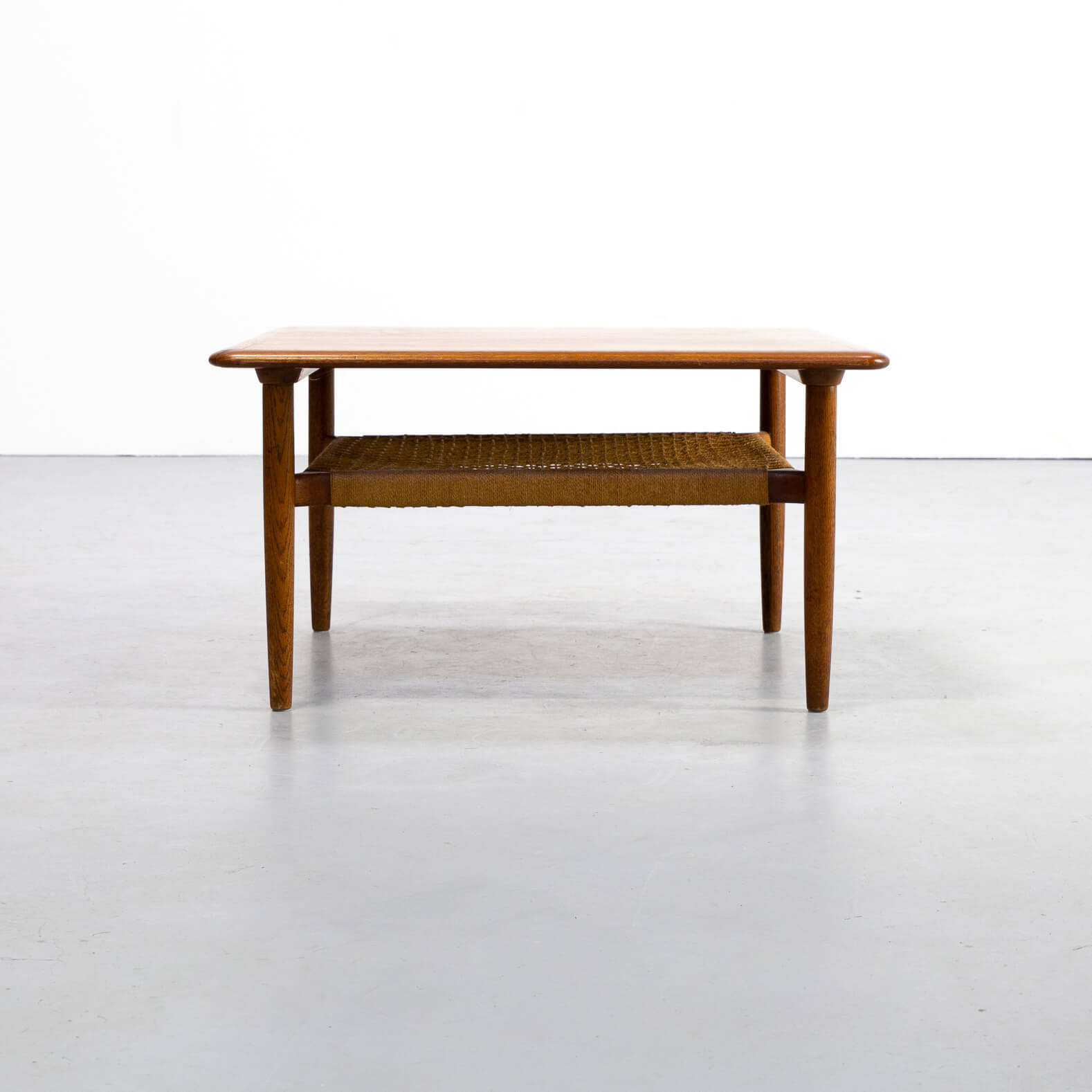 60s scandinavian design square coffee table with magazine shelf