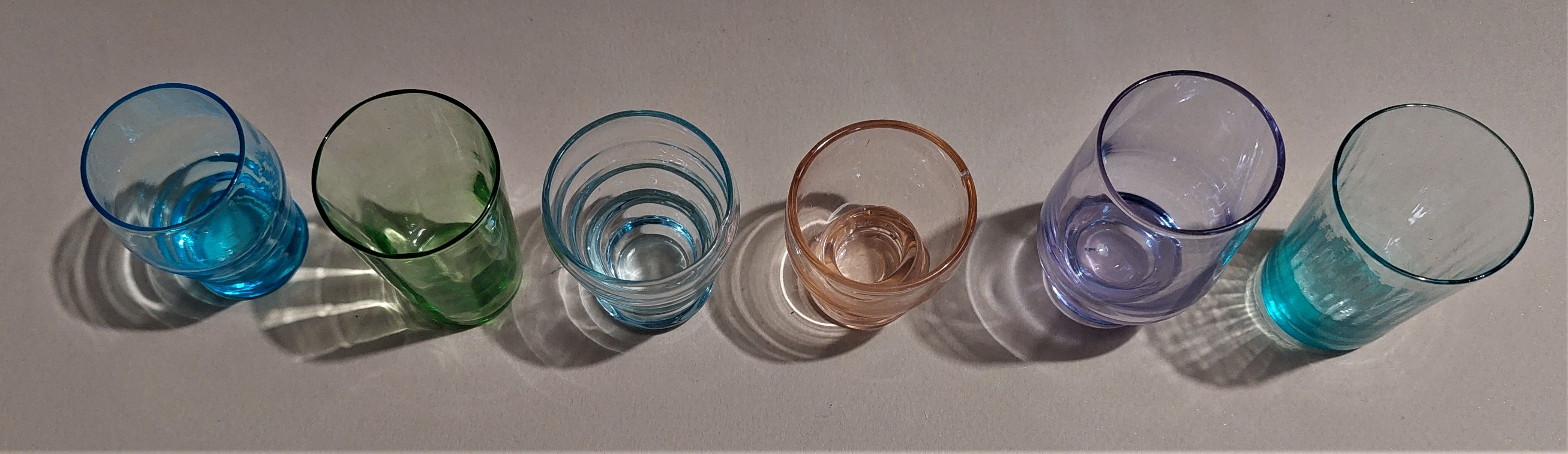 Vintage shooter shot glasses series of six assorted colors