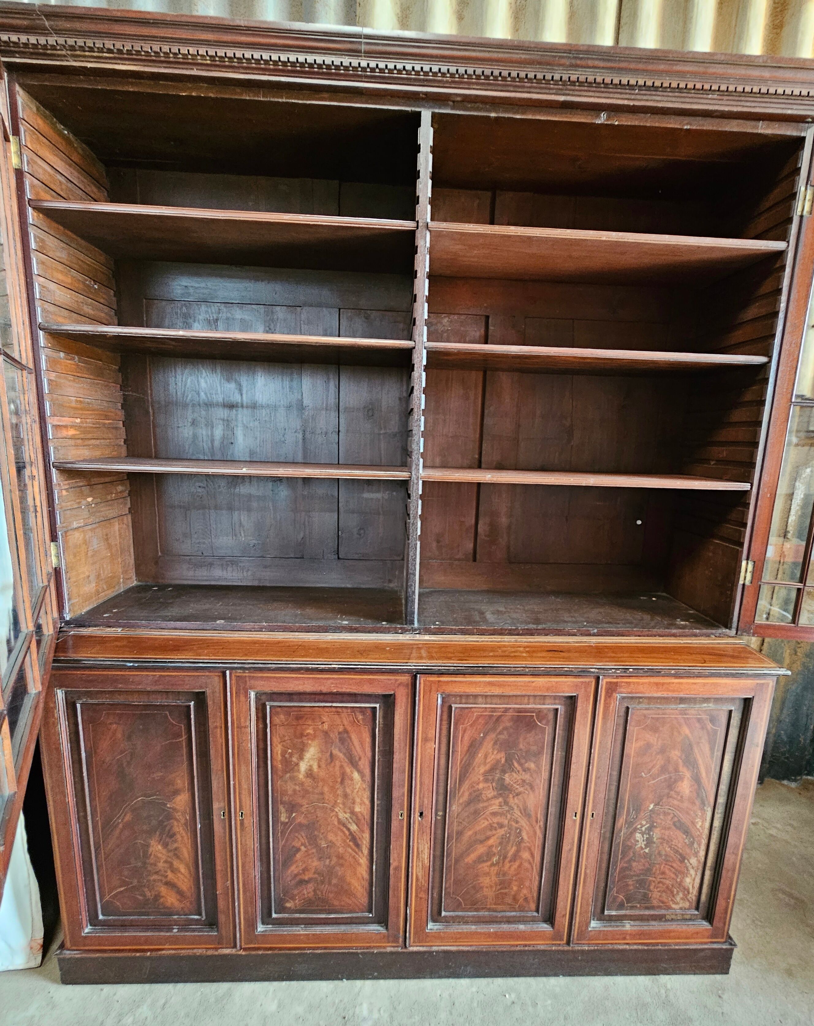 English mahogany bookcase with drawers