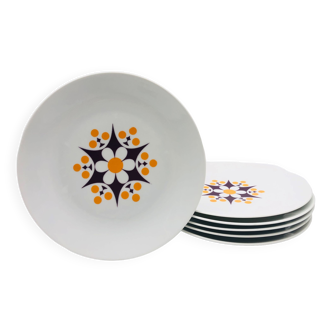 6 flat plates in bohemian porcelain, 1970s, TK Thun -Czechoslovakia