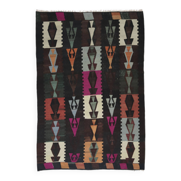 Kilim Oushak Vintage Geometric Graphic Multicoloured 250 x 180 cm