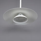 Danish design white metal rise and fall lamp, 1980s