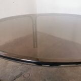 Round chrome and smoked glass coffee table