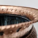 Vintage round embossed copper cachepot / vase by egidio casagrande, italy