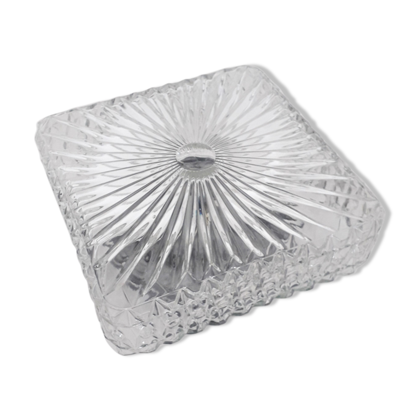 Vintage ceiling lamp / wall lamp - Molded glass - square - 1960
