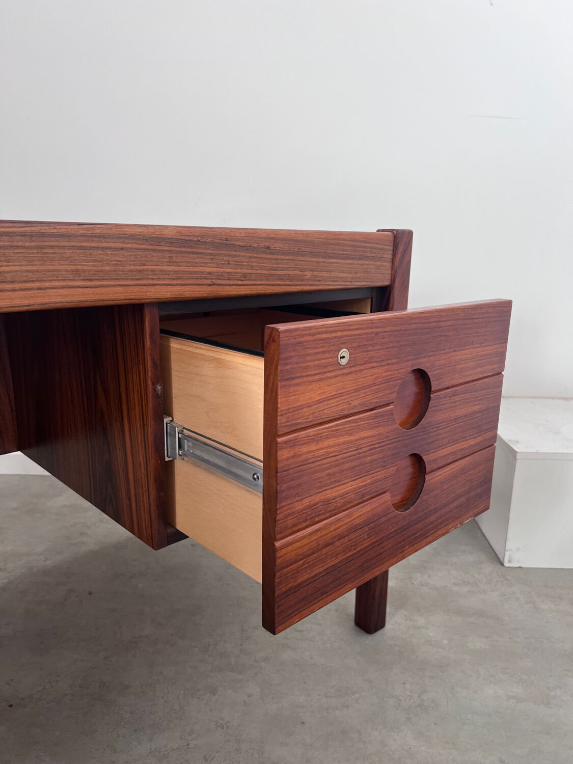 Old Danish Scandinavian desk in rosewood veneer designed by Christian Linneberg