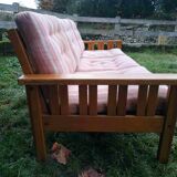 Pine sofa 3 places seventies