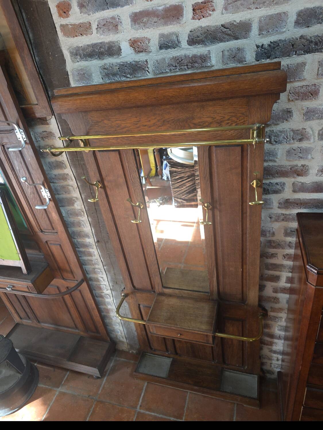 Vestiaire porte manteau ancien en chêne massif