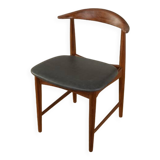 Chaise "corne de vache"  en noyer et similicuir noir