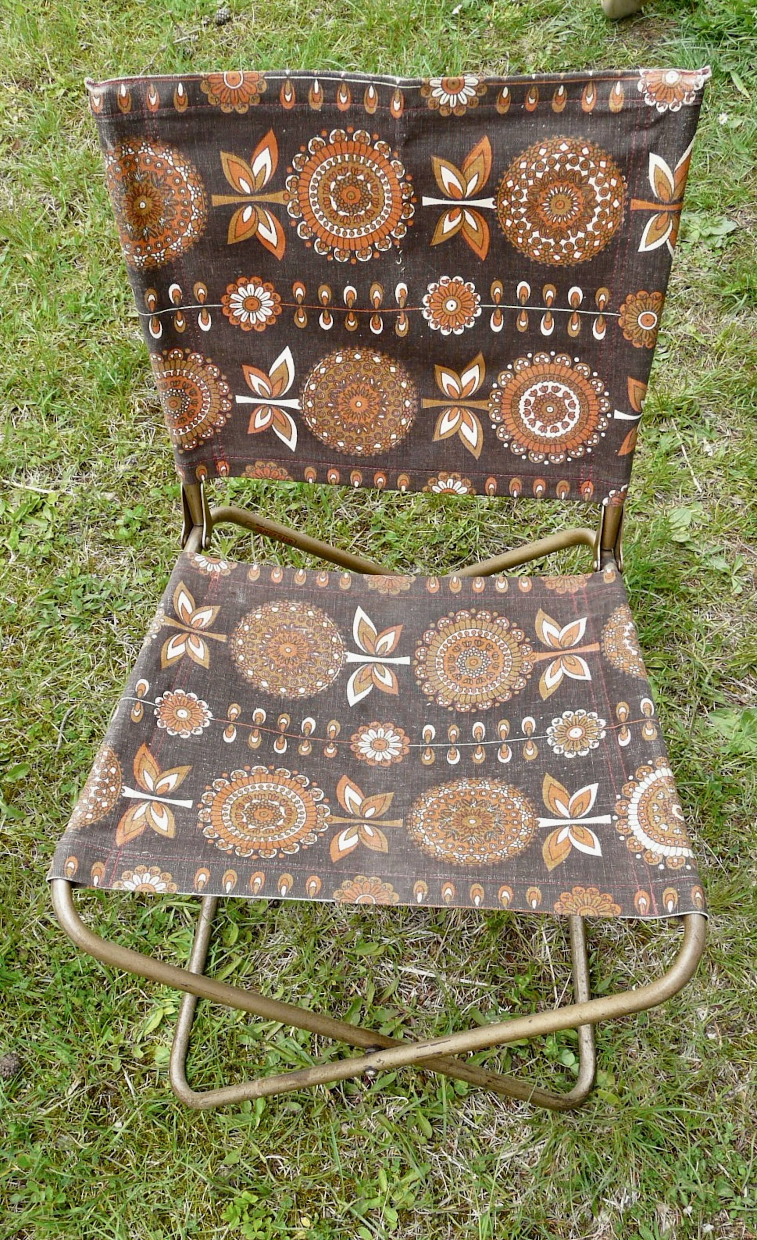 Paire de chaises pliantes Chantazur vintage 1960 - Chaises de jardin toile