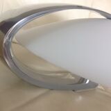 Circular frosted glass wall lamp and aluminum headband by Vetri Murano, vintage 70s-80s