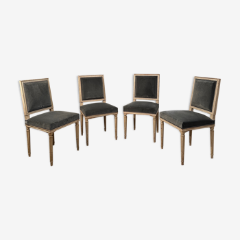 Suite of 4 lacquered chairs Louis XVI style nineteenth era