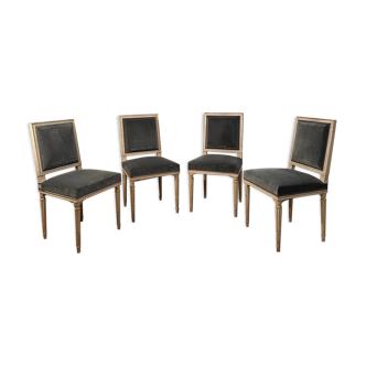 Suite of 4 lacquered chairs Louis XVI style nineteenth era