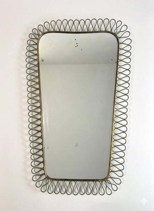 Mid-Century Modern Italian Brass Mirror by Gio Ponti, 1950s