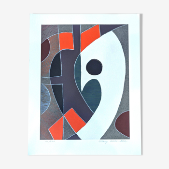 20th Century Limited Edition Signed Abstract Lithograph, Mary Anne Rose - "Colour Composition"