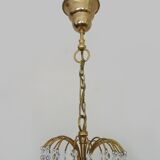 Grand et ancien lustre, plafonnier couronne en laiton, 7 étages, 6 feux