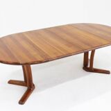 Table de salle à manger ronde extensible vintage Dyrlund danoise en teck massif