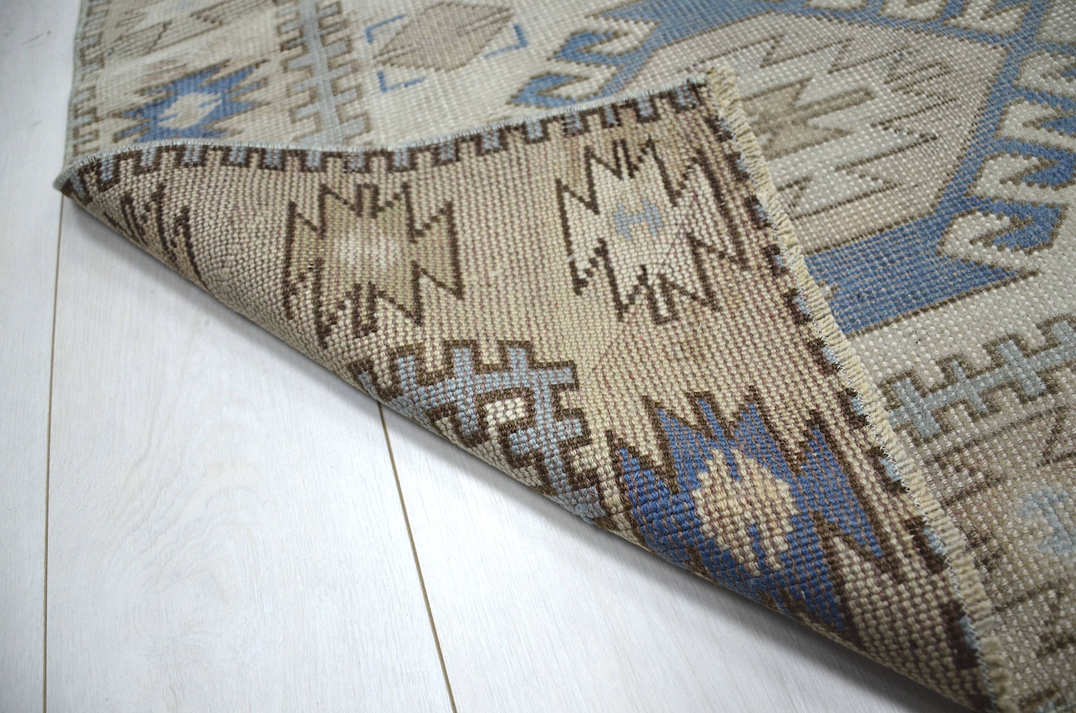Tapis Oushak bleu et beige sku 1163