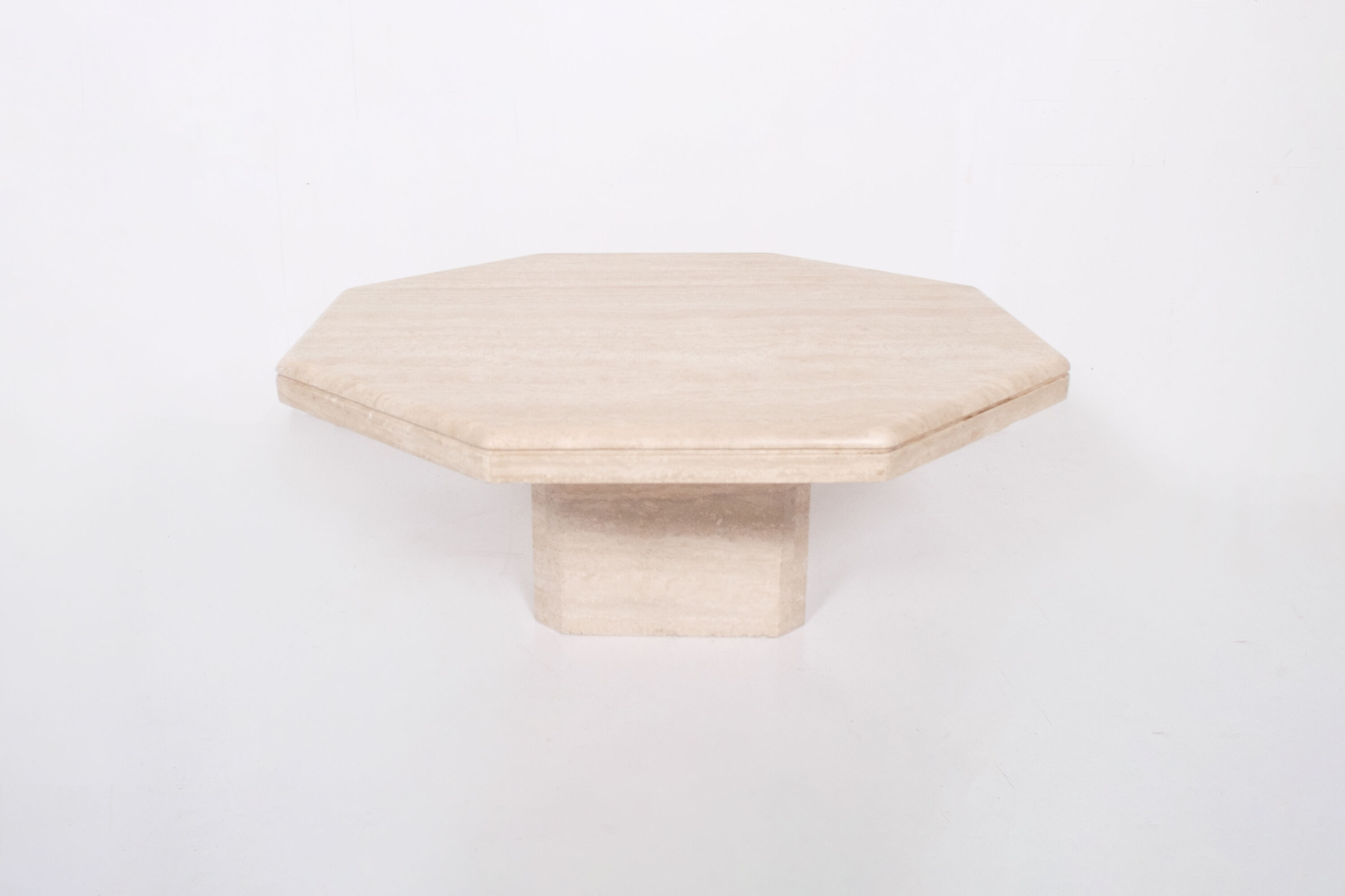 Vintage octagonal travertine coffee table 1970
