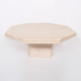 Table basse vintage octogonale en travertin 1970