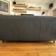 Green leather three-seater sofa Habitat