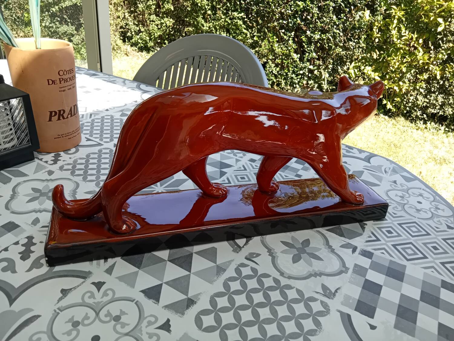 Red enameled panther