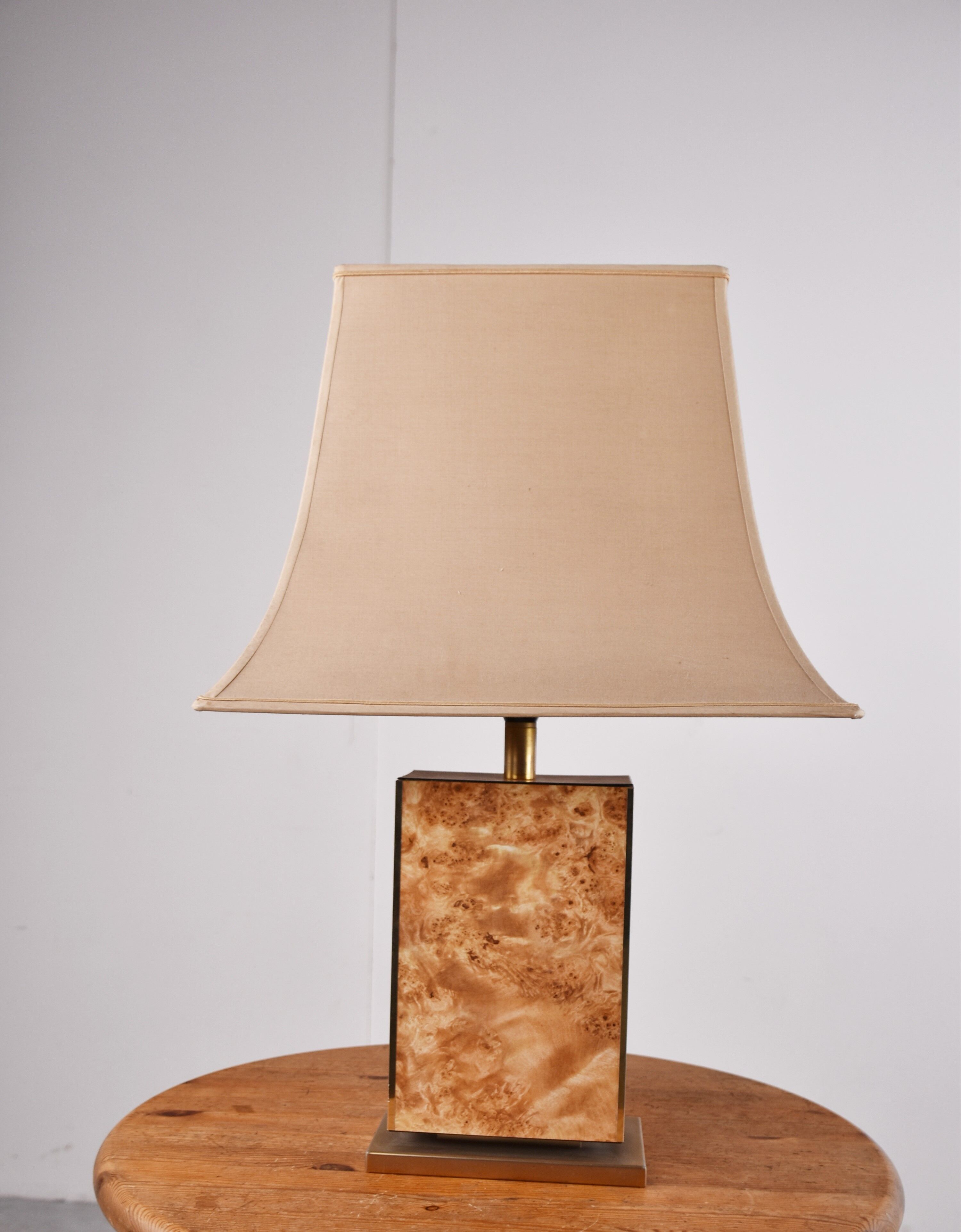 Vintage burl wood table lamp, 1970