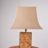 Lampe de table vintage en bois de loupe, 1970