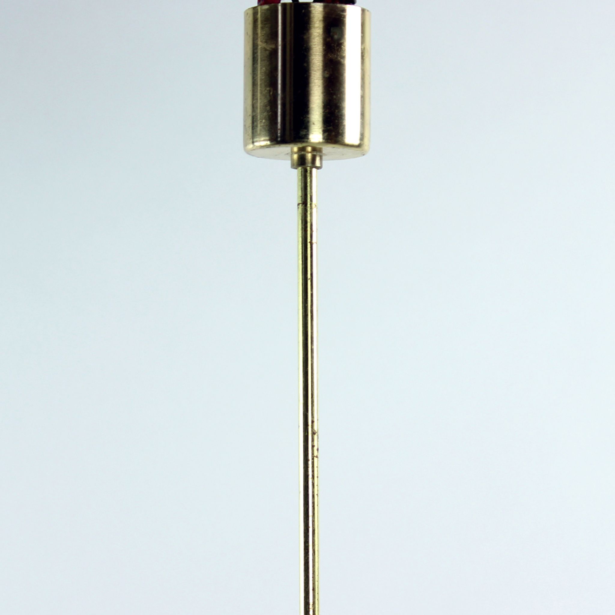Midcentury Ceiling Pendant In White Glass And Brass, Czechoslovakia 1960s
