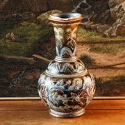 Doulton Lambeth stoneware jug (1879), floral decoration by Henry Winstanley.
