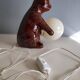 vintage bear lamp in brown ceramic and white opaline globe