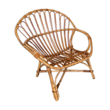 Bohemian armchair shabby chic rattan 1950