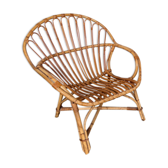 Bohemian armchair shabby chic rattan 1950