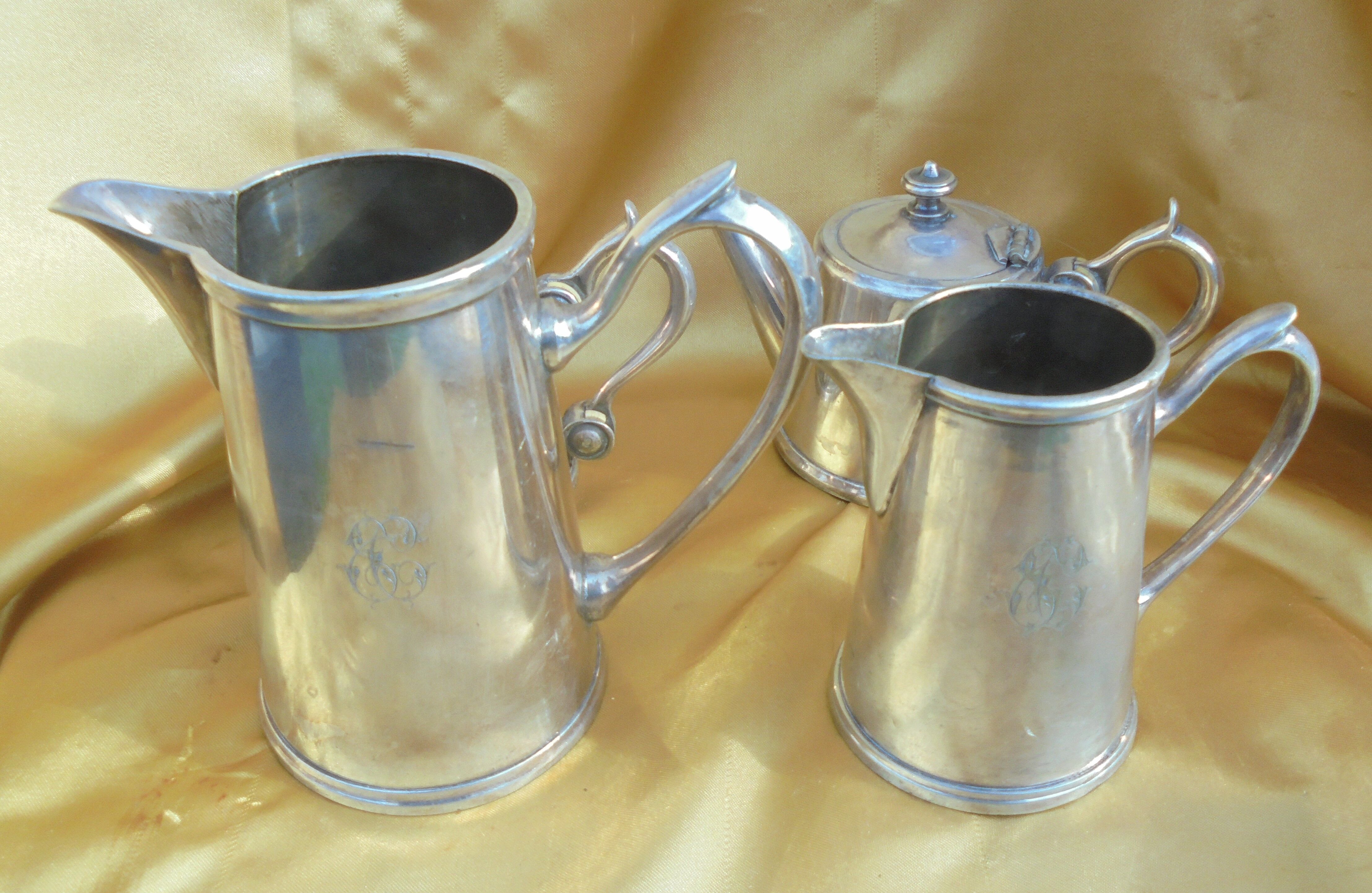 Tea Service Monogrammed Silver Metal Felix Fréres Toulouse