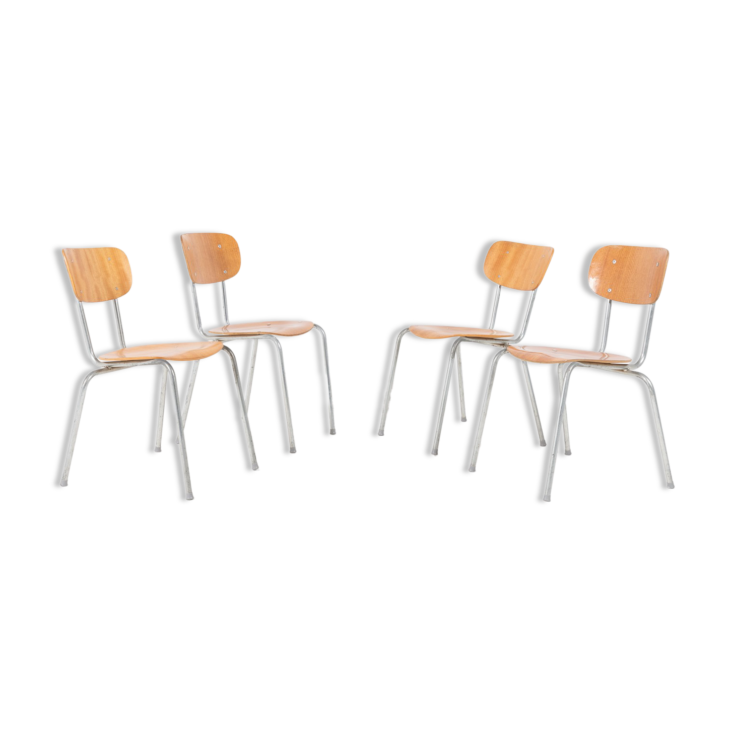Set of 4 Danish school chairs from the 1960s