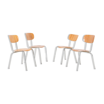 Set de 4 chaises d'école danoise années 1960