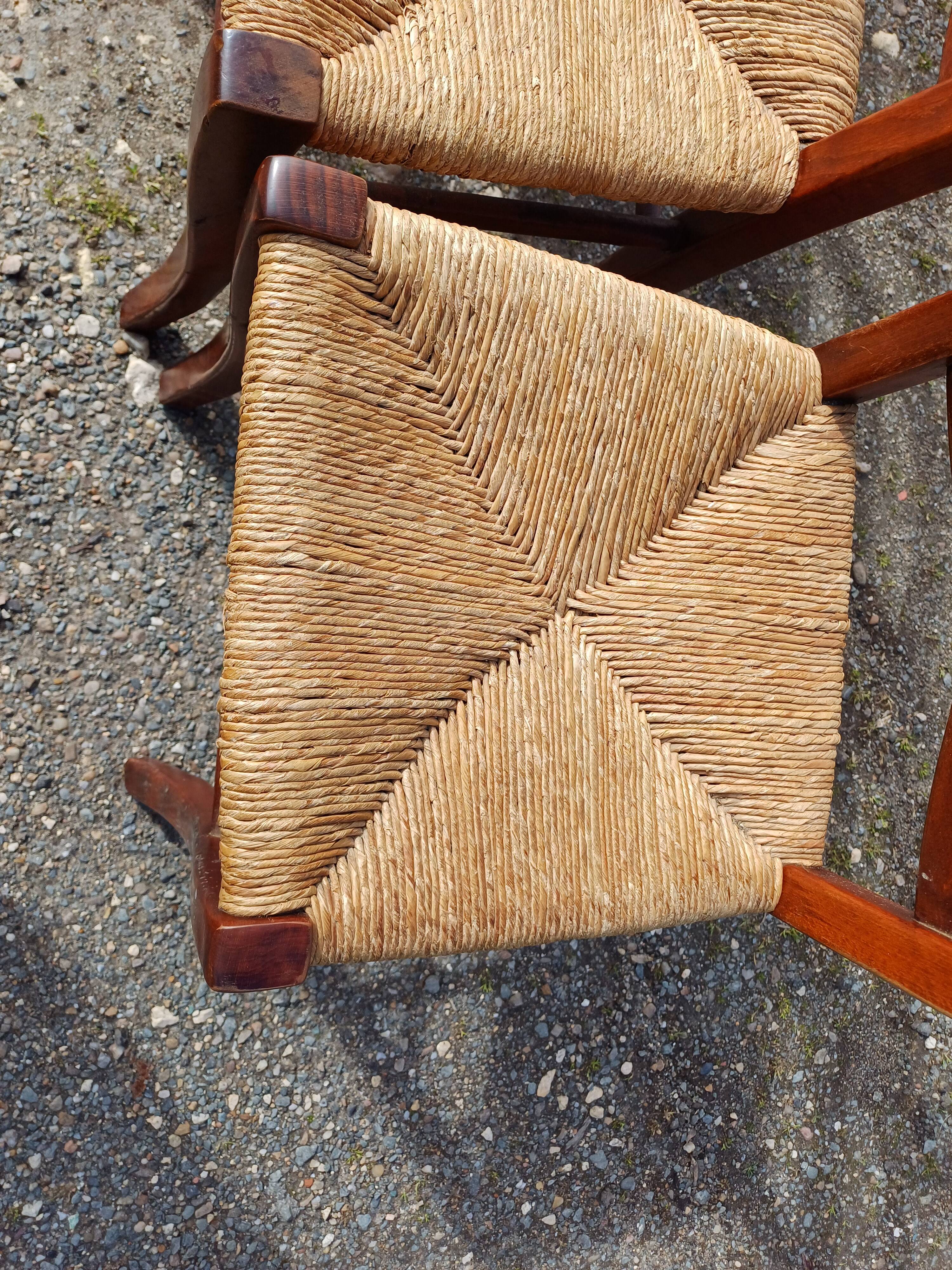 6 old straw chairs