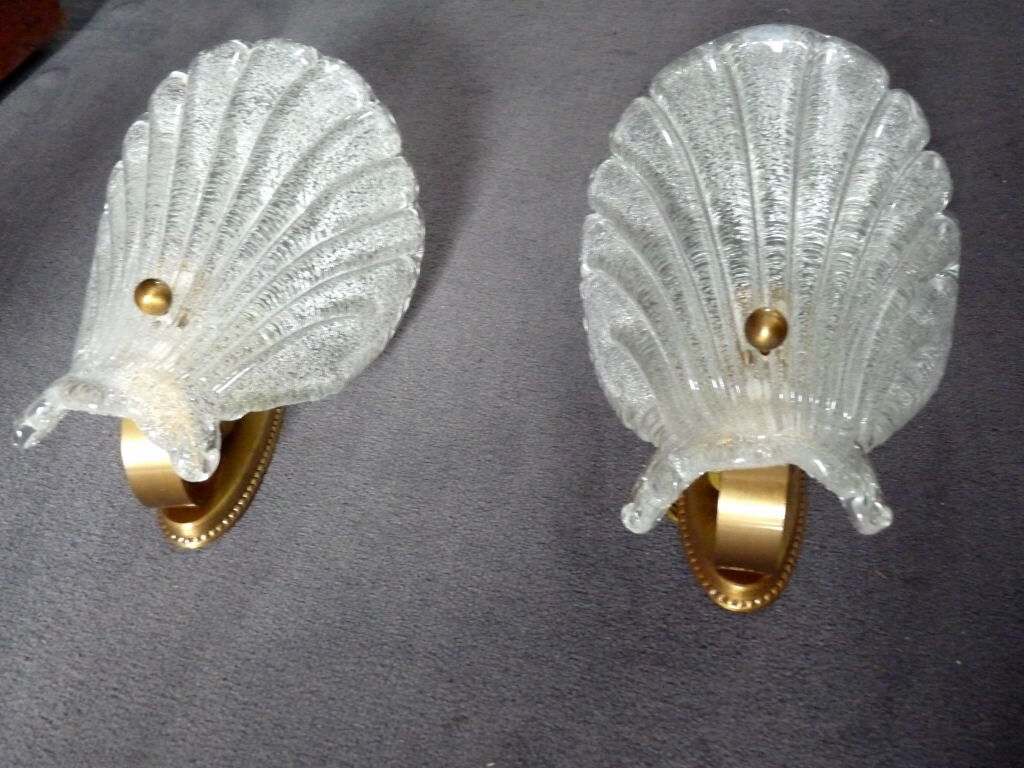 Wall lamps glass shells barovier toso murano