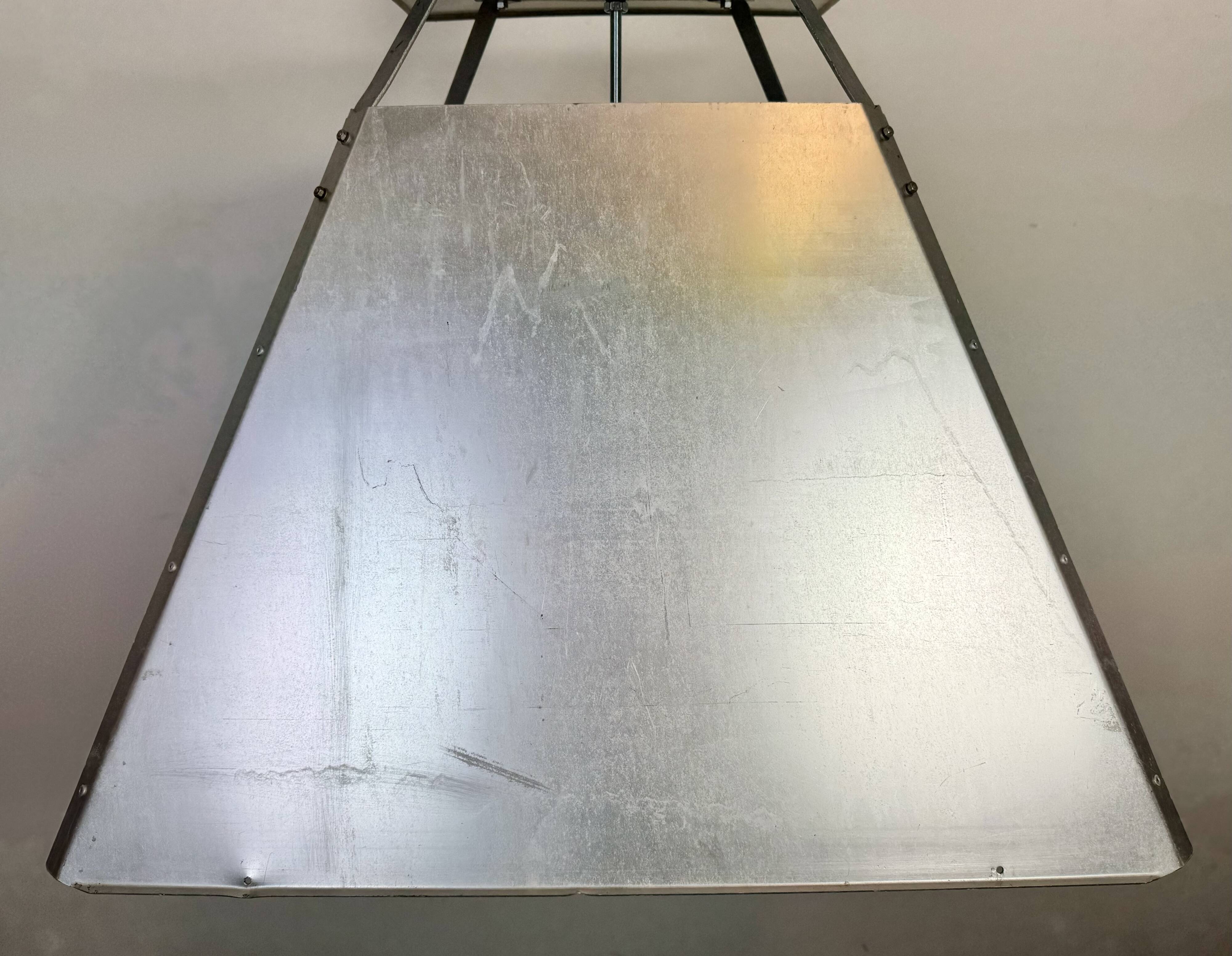 Large Silver Industrial Factory Pebdant Lamp, 1970s