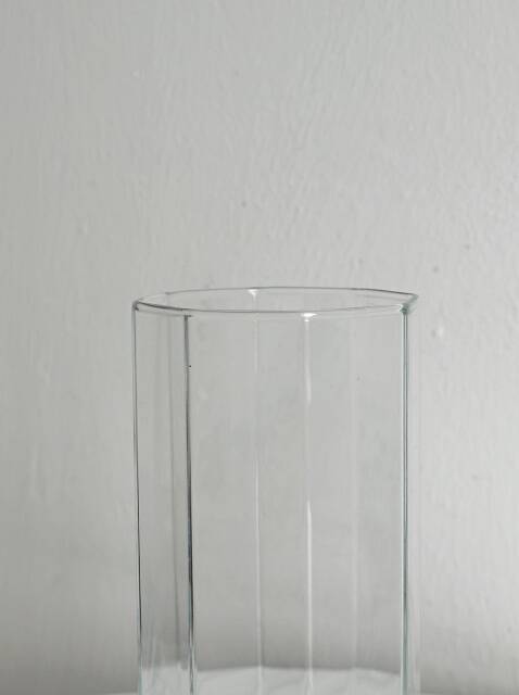 octagonal vase in thick transparent glass