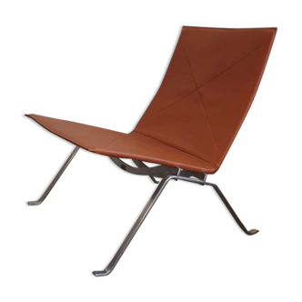 Fauteuil PK22 Poul Kjaerholm Cuir brun édition Fritz Hansen