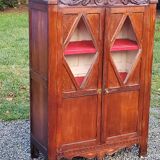 Library in solid oak and walnut, late 19th century