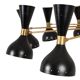 Diabolo chandelier in patinated and black lacquered brass. Contemporary.