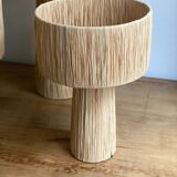 Minimalist raffia bedside table lamp